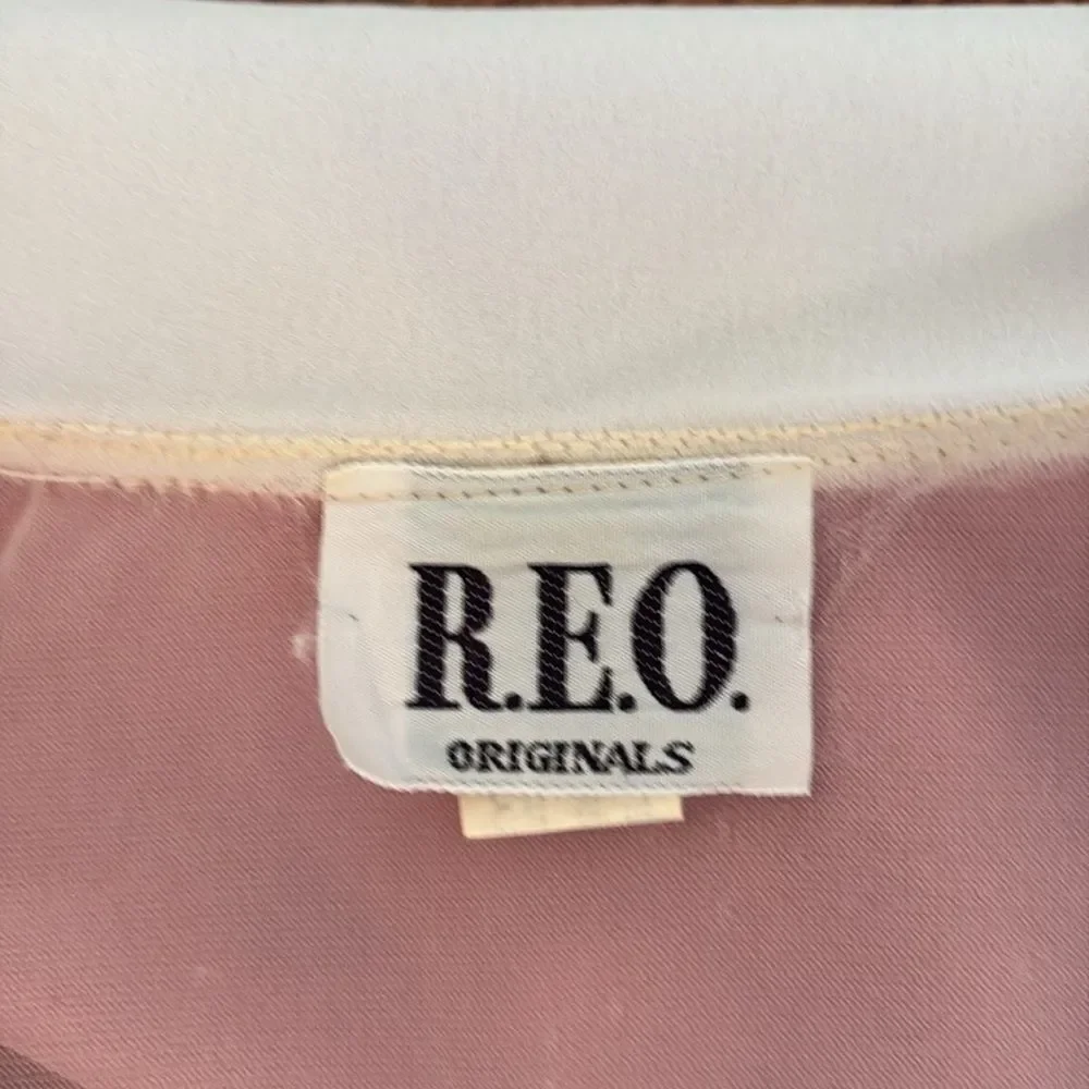 Vintage dress, R.E.O. Originals, size 14, pink with a cream colored lace collar - Picture 7 of 14